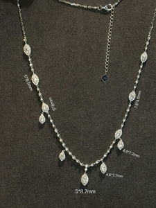 LUOWEND 18K White Gold Natural Diamond Necklace for Women