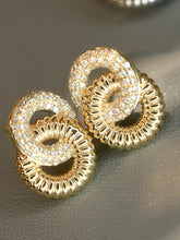 Load image into Gallery viewer, LUOWEND 18K White/Yellow Gold Natural Diamond Earrings for Women
