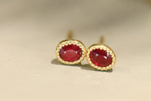 Load image into Gallery viewer, LUOWEND 18K Yellow Gold Natural Ruby Earrings for Women
