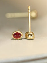 Load image into Gallery viewer, LUOWEND 18K Yellow Gold Natural Ruby Earrings for Women
