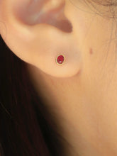Load image into Gallery viewer, LUOWEND 18K Yellow Gold Natural Ruby Earrings for Women
