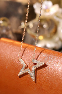 LUOWEND 18K Rose Gold Natural Diamond Pendant Necklace for Women
