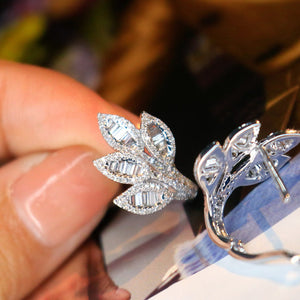 LUOWEND 18K White Gold Natural Diamond Earrings for Women