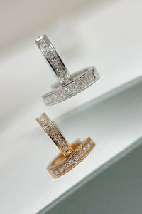 LUOWEND 18K White or Rose Gold Real Natural Diamond Hoop Earrings for Women
