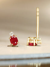 Load image into Gallery viewer, LUOWEND 18K Yellow Gold Natural Ruby Earrings for Women
