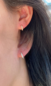 LUOWEND 18K White or Rose Gold Real Natural Diamond Hoop Earrings for Women