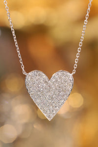 LUOWEND 18K White Gold Natural Diamond Pendant Necklace for Women