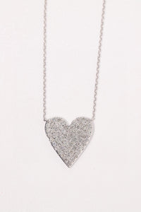 LUOWEND 18K White Gold Natural Diamond Pendant Necklace for Women