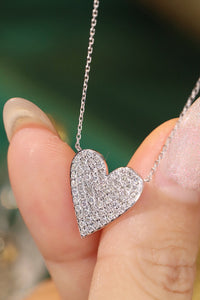LUOWEND 18K White Gold Natural Diamond Pendant Necklace for Women