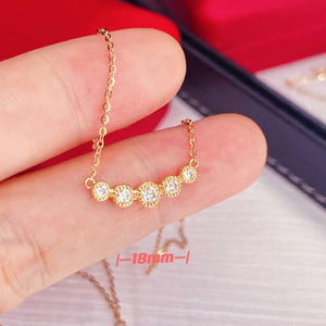 LUOWEND 18K Rose Gold Real Natural Diamond Pendant Necklace for Women