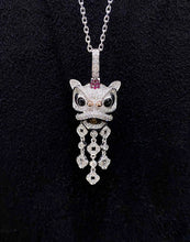 Load image into Gallery viewer, LUOWEND 18K White and Yellow Gold Real Natural Diamond and Ruby Necklace for Women
