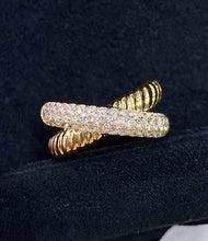 Load image into Gallery viewer, LUOWEND 18K Yellow Gold Real Natural Diamond Ring for Women
