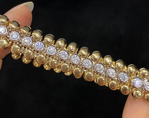 LUOWEND 18K White and Yellow Gold Real Natural Diamond Bracelet for Women