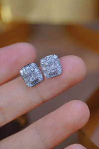 LUOWEND 18K White Gold Real Natural Diamond Stud Earrings for Women