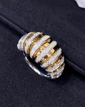 Load image into Gallery viewer, LUOWEND 18K White and Yellow Gold Real Natural Diamond Ring for Women
