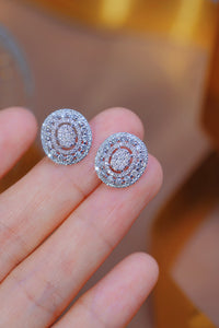 LUOWEND 18K White Gold Real Natural Diamond Stud Earrings for Women