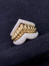 Load image into Gallery viewer, LUOWEND 18K White and Yellow Gold Real Natural Diamond Ring for Women
