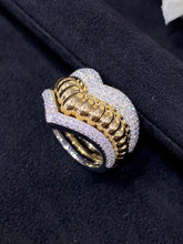 Load image into Gallery viewer, LUOWEND 18K White and Yellow Gold Real Natural Diamond Ring for Women
