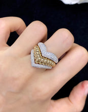 Load image into Gallery viewer, LUOWEND 18K White and Yellow Gold Real Natural Diamond Ring for Women
