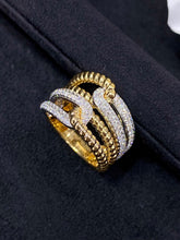 Load image into Gallery viewer, LUOWEND 18K White and Yellow Gold Real Natural Diamond Ring for Women
