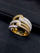 Load image into Gallery viewer, LUOWEND 18K White and Yellow Gold Real Natural Diamond Ring for Women
