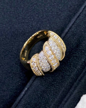 Load image into Gallery viewer, LUOWEND 18K White and Yellow Gold Real Natural Diamond Ring for Women
