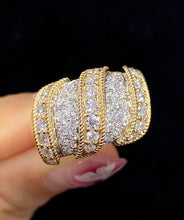 Load image into Gallery viewer, LUOWEND 18K White and Yellow Gold Real Natural Diamond Ring for Women
