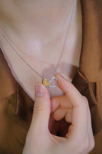 LUOWEND 18K White Gold Real Natural Diamond Pendant Necklace for Women