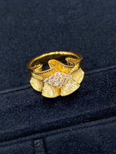 Load image into Gallery viewer, LUOWEND 18K Yellow Gold Real Natural Diamond Ring for Women
