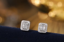 Load image into Gallery viewer, LUOWEND 18K White Gold Real Natural Diamond Stud Earrings for Women

