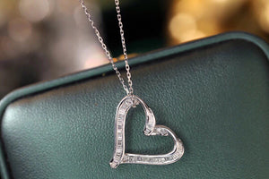 LUOWEND 18K White Gold Real Natural Diamond Pendant Necklace for Women