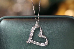 LUOWEND 18K White Gold Real Natural Diamond Pendant Necklace for Women