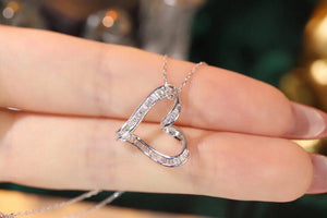 LUOWEND 18K White Gold Real Natural Diamond Pendant Necklace for Women