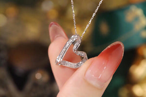 LUOWEND 18K White Gold Real Natural Diamond Pendant Necklace for Women