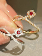 Load image into Gallery viewer, LUOWEND 18K White/Yellow Gold Natural Ruby Ring for Women
