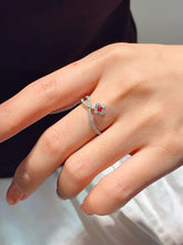 Load image into Gallery viewer, LUOWEND 18K White/Yellow Gold Natural Ruby Ring for Women
