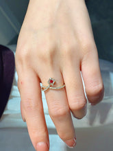 Load image into Gallery viewer, LUOWEND 18K White/Yellow Gold Natural Ruby Ring for Women
