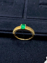 Load image into Gallery viewer, LUOWEND 18K Yellow Gold Real Natural Emerald Ring for Women
