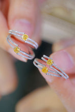 Load image into Gallery viewer, LUOWEND 18K White Gold Real Natural Yellow Diamond Ring for Women
