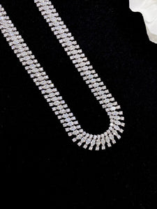 LUOWEND 18K White Gold Real Natural Diamond Chain Necklace for Women