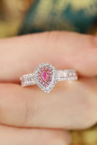 LUOWEND 18K White Gold Real Natural Pink Diamond Ring for Women