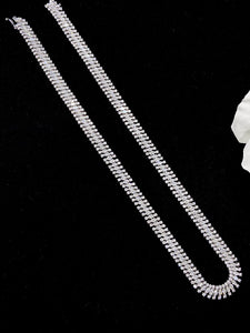 LUOWEND 18K White Gold Real Natural Diamond Chain Necklace for Women