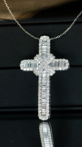 LUOWEND 18K White Gold Natural Diamond Necklace for Women