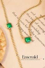 Load image into Gallery viewer, LUOWEND 18K Yellow Gold Real Natural Emerald Bracelet&amp;Necklace for Women
