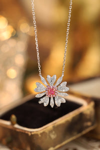 LUOWEND 18K White Gold Real Natural Pink Diamond Pendant Necklace for Women