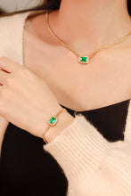 Load image into Gallery viewer, LUOWEND 18K Yellow Gold Real Natural Diamond&amp;Emerald Bracelet and Necklace for Women
