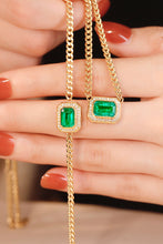 Load image into Gallery viewer, LUOWEND 18K Yellow Gold Real Natural Diamond&amp;Emerald Bracelet and Necklace for Women
