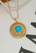 Load image into Gallery viewer, LUOWEND 18K Yellow Gold Real Natural Turquoise and Diamond Gemstone Necklace for Women
