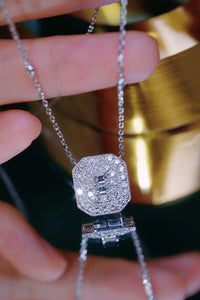 LUOWEND 18K White Gold Real Natural Diamond Pendant Necklace for Women