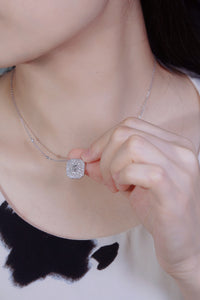 LUOWEND 18K White Gold Real Natural Diamond Pendant Necklace for Women